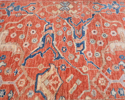 12 Ft Rust Aryana Afghan Hand Knotted Veg Dye Wool Runner Rug